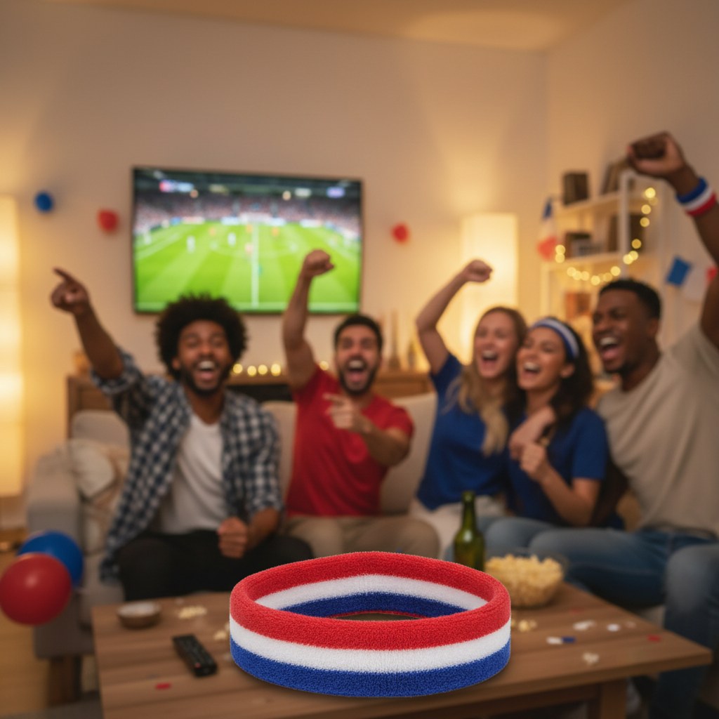 Bandeaux Éponge Tricolore Supporter · Lot de 3
