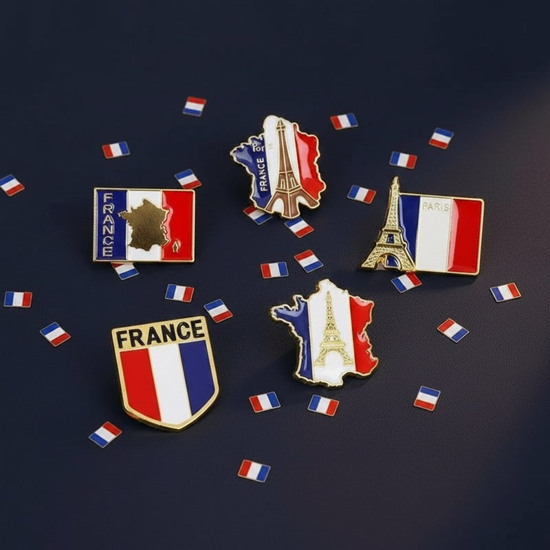 5 Pin's Drapeau France · Broche Supporter Tricolore