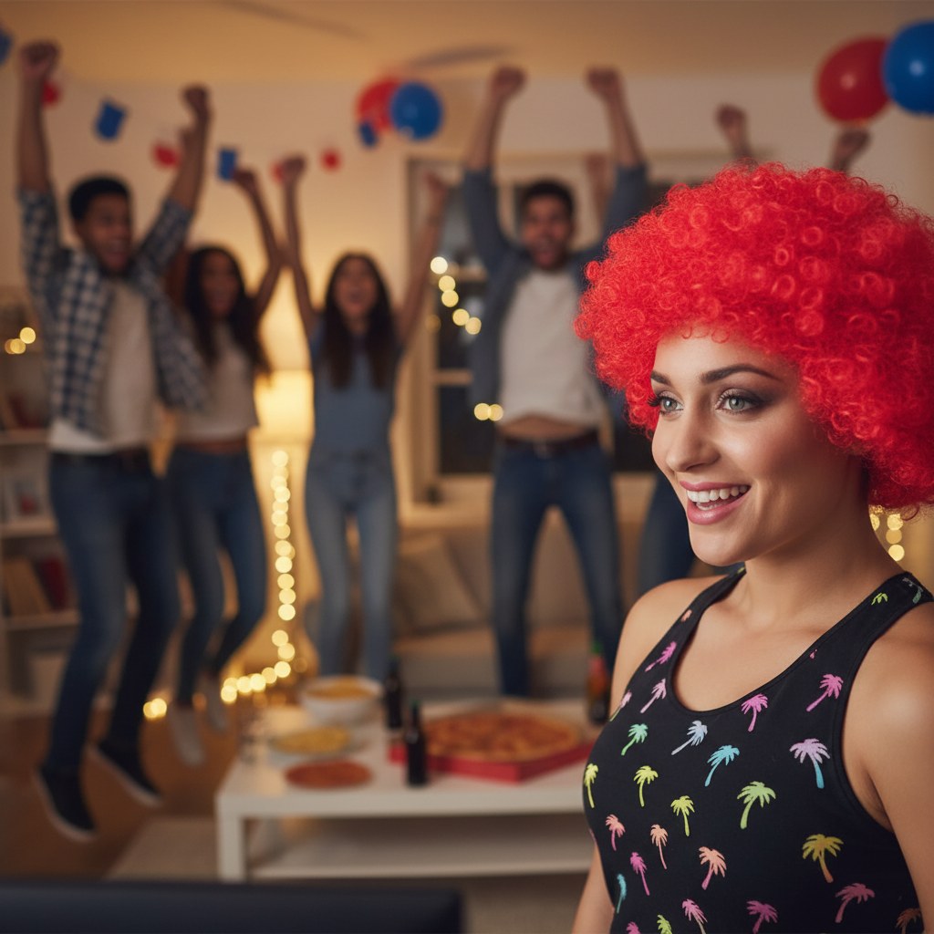 Perruque Pop Rouge · Accessoire Fête Adulte