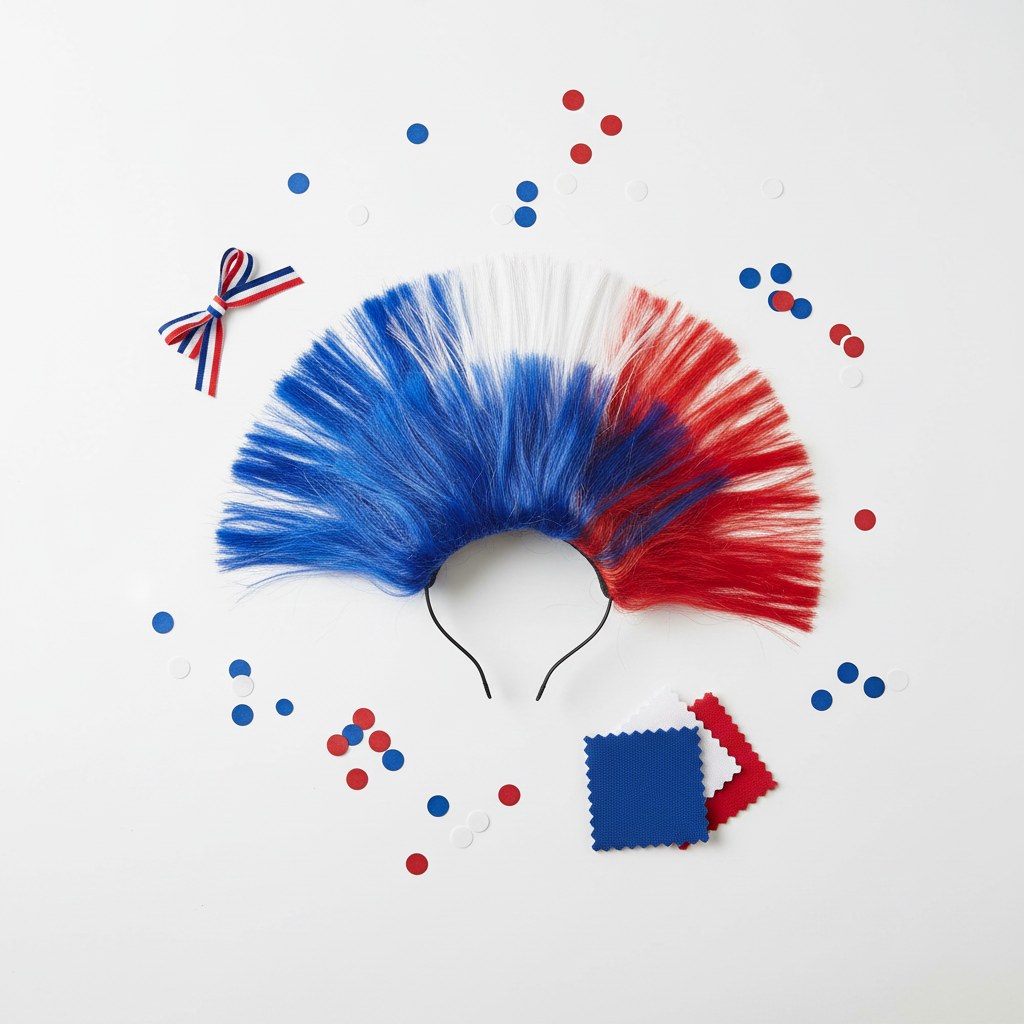 Perruque Tricolore France · Accessoire Supporter Soirée