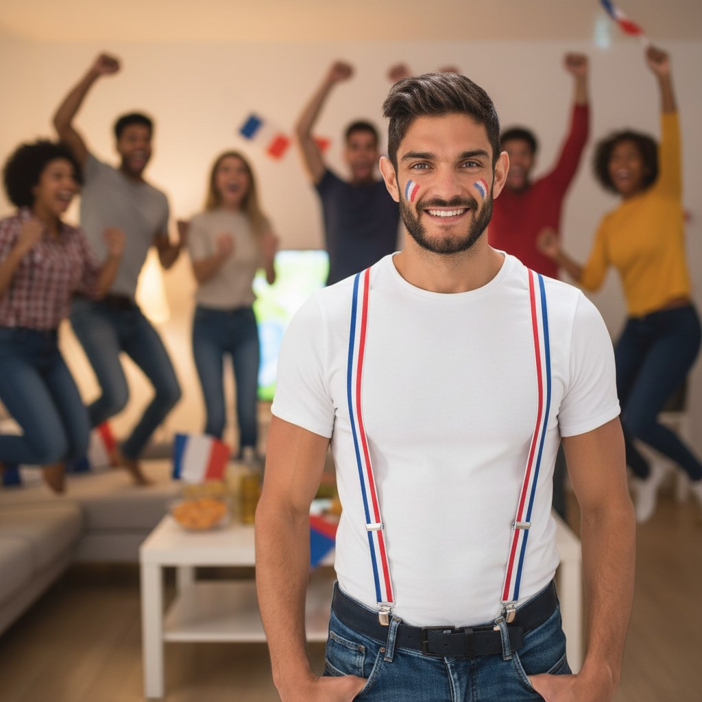 Bretelles Tricolores Supporter France · Accessoire Soirée