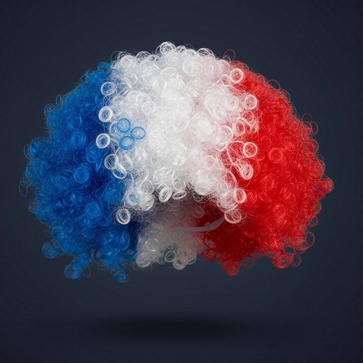 Perruque Afro Tricolore Supporter France · Accessoire Soirée
