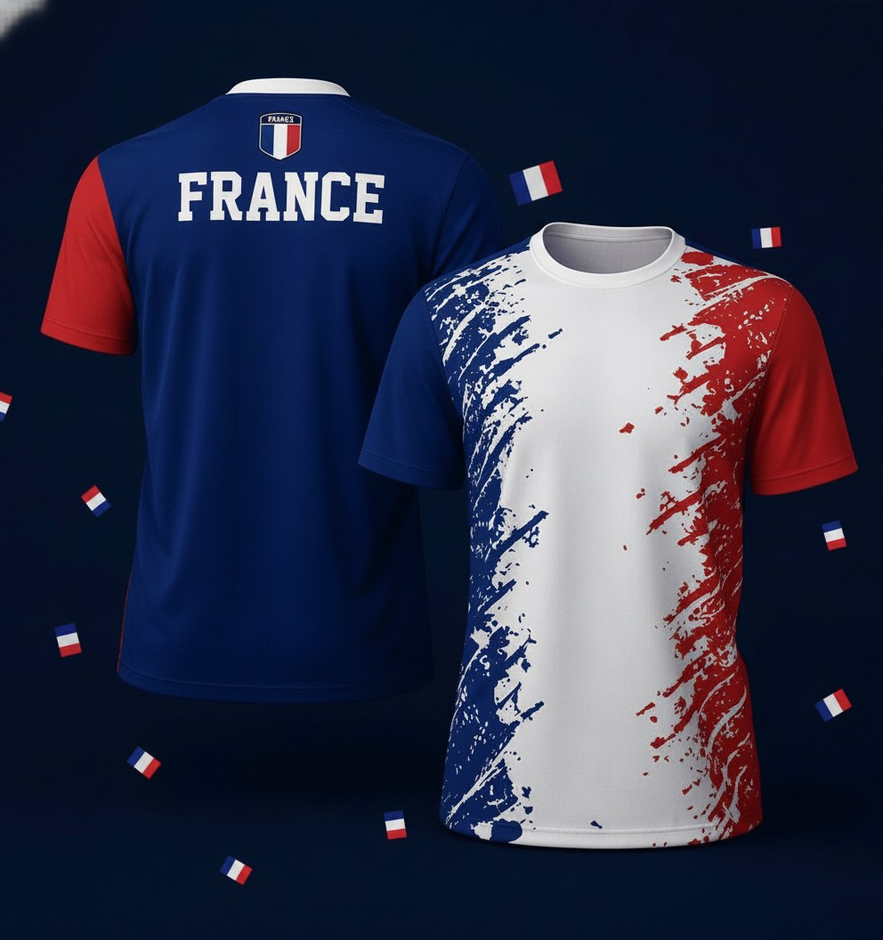 T-Shirt France Imprimé 3D · Supporter Tricolore