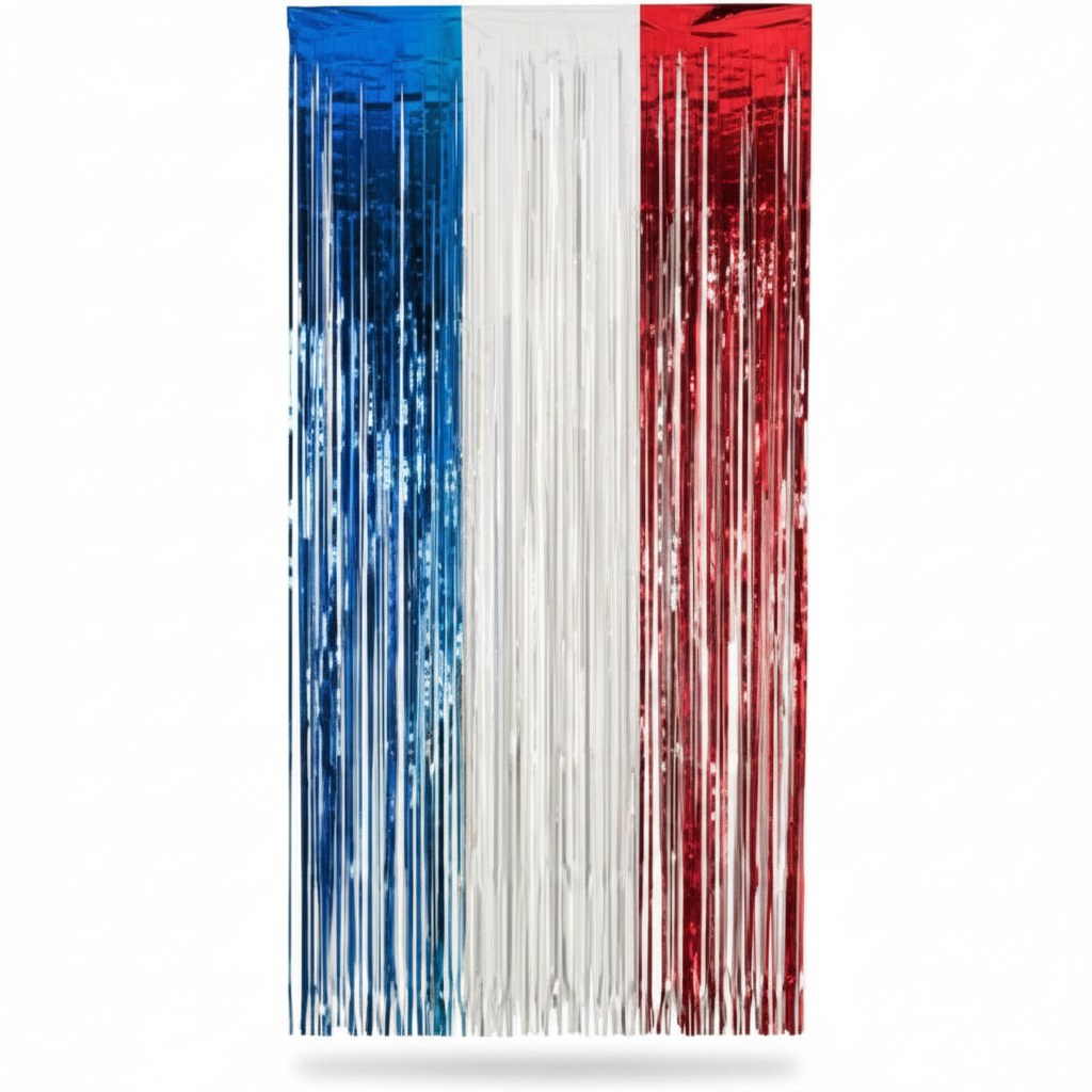 Rideau Lamé Tricolore France · Décoration Soirée 1 x 2 m