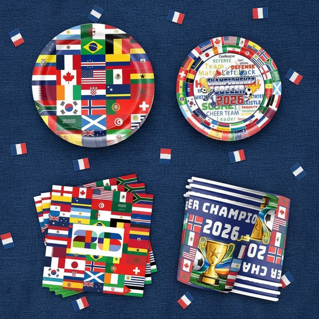Kit Fête Football · 20 Assiettes et Serviettes