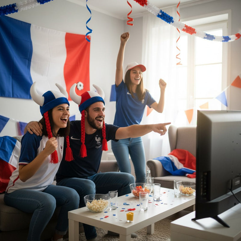 Casque de Gaulois Supporter avec Tresses · Tricolore