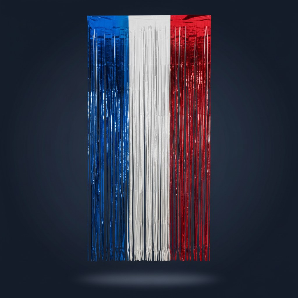 Rideau Lamé Tricolore France · Décoration Soirée 1 x 2 m