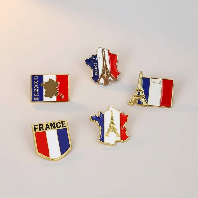 5 Pin's Drapeau France · Broche Supporter Tricolore