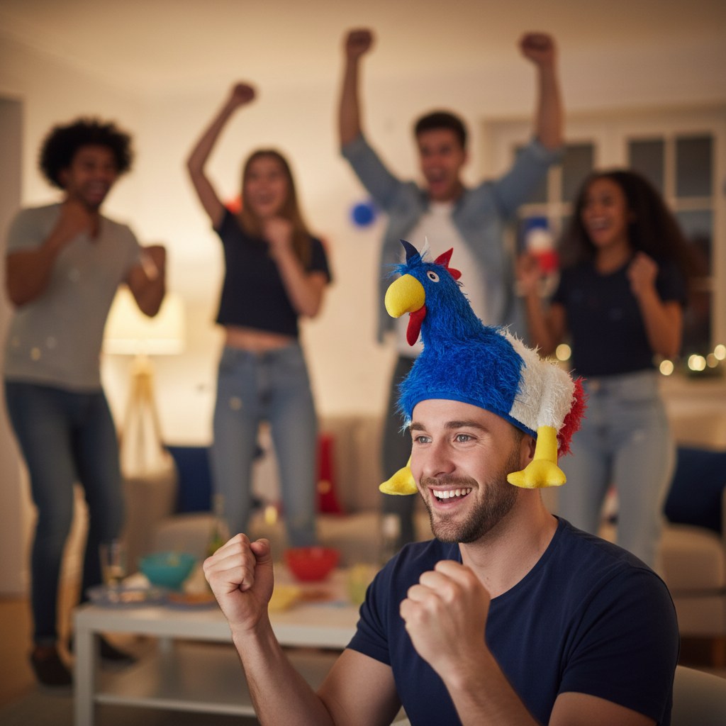 Chapeau Coq France · Accessoire Supporter Tricolore Adulte