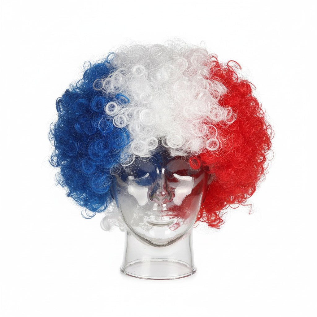 Perruque Afro Tricolore Supporter France · Accessoire Soirée