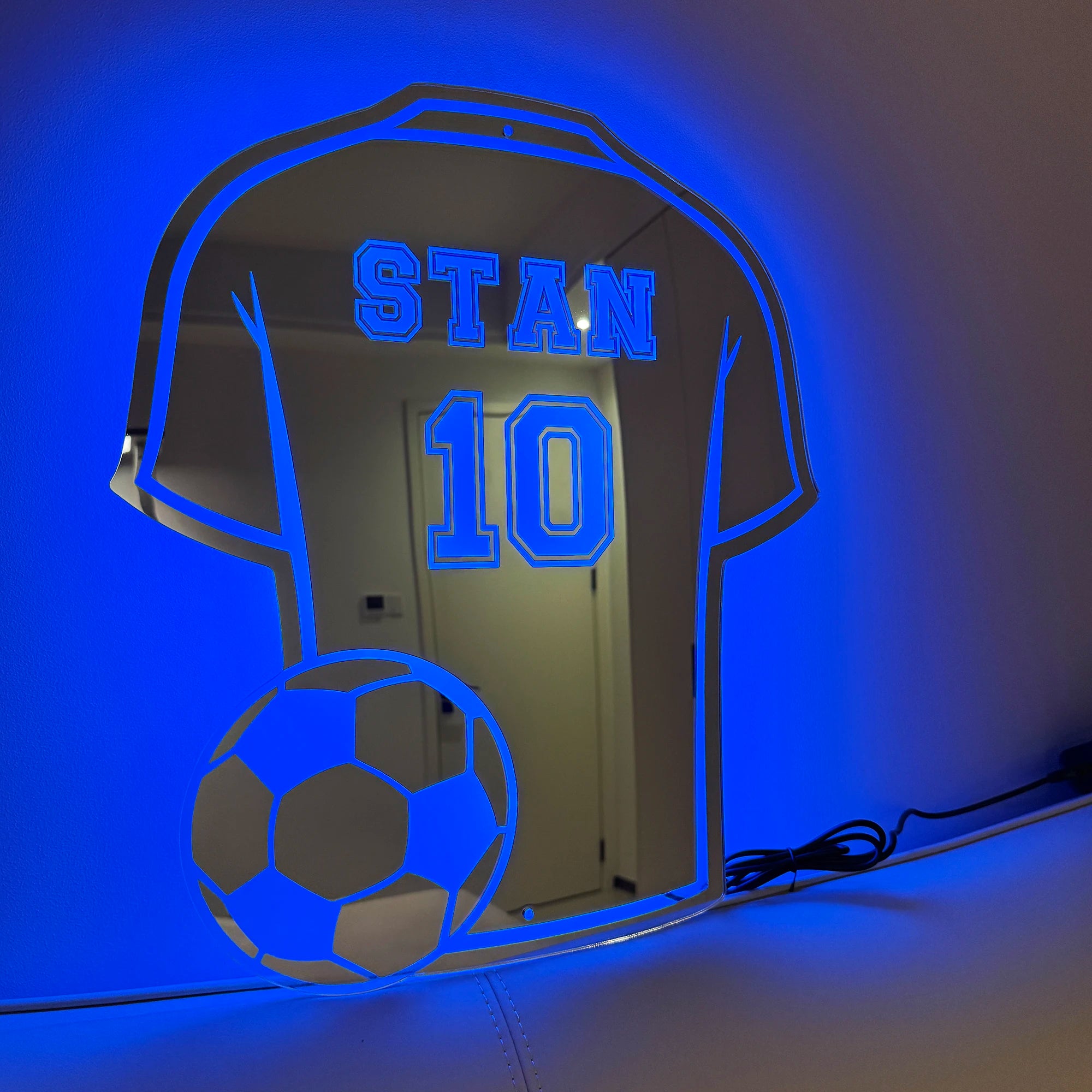 Miroir LED Maillot Foot Perso — accessoire supporter équipe de France