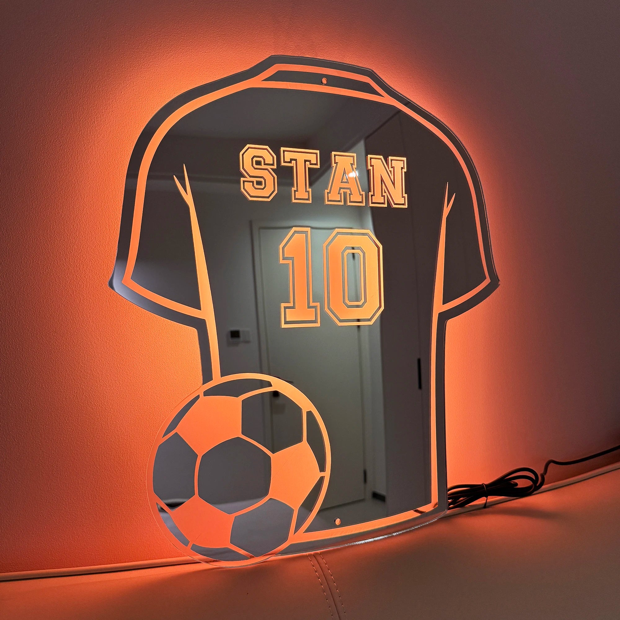 Miroir LED Maillot Foot Perso — accessoire supporter équipe de France