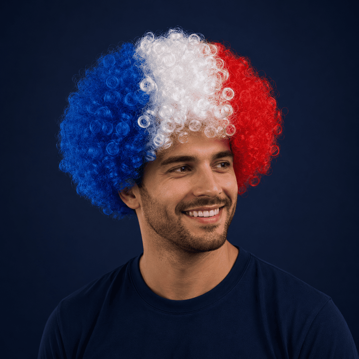 Perruque Afro Tricolore Supporter France · Accessoire Soirée