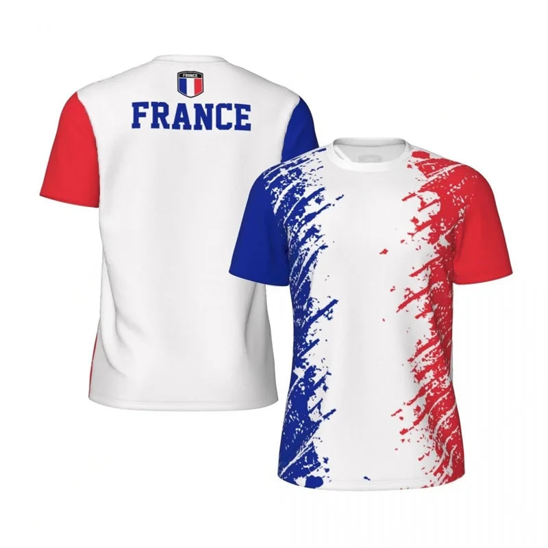 T-shirt France 3D imprimé bleu blanc rouge football supporter — vue 2