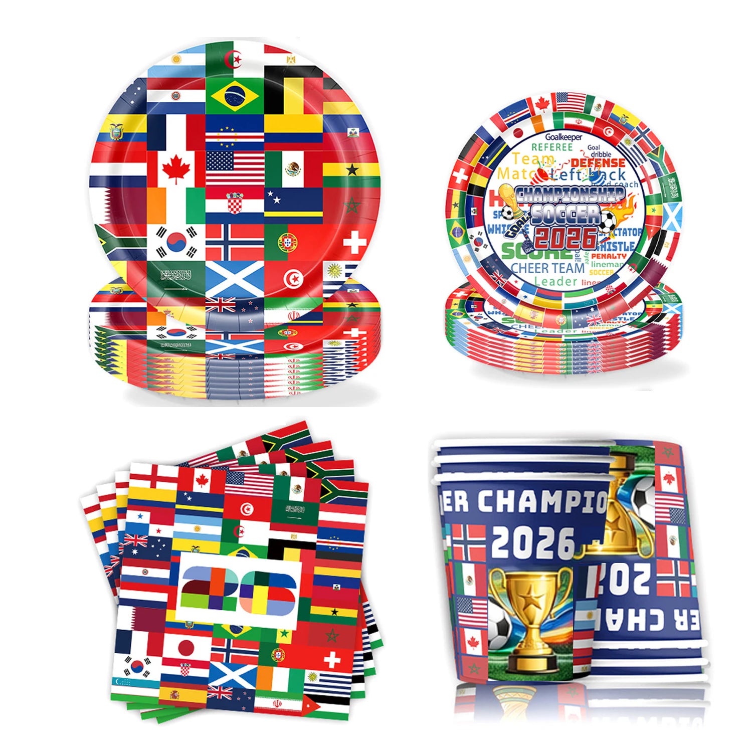 Kit Fête Football — Assiettes & Gobelets — supporter France