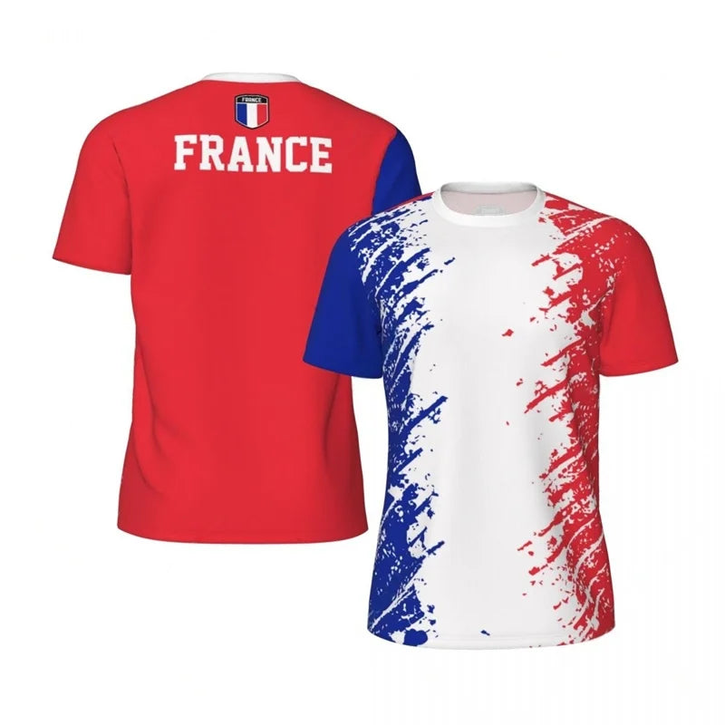 T-shirt France 3D imprimé bleu blanc rouge football supporter — vue 4