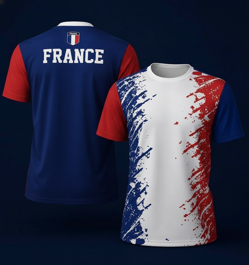 T-Shirt France Imprimé 3D · Supporter Tricolore