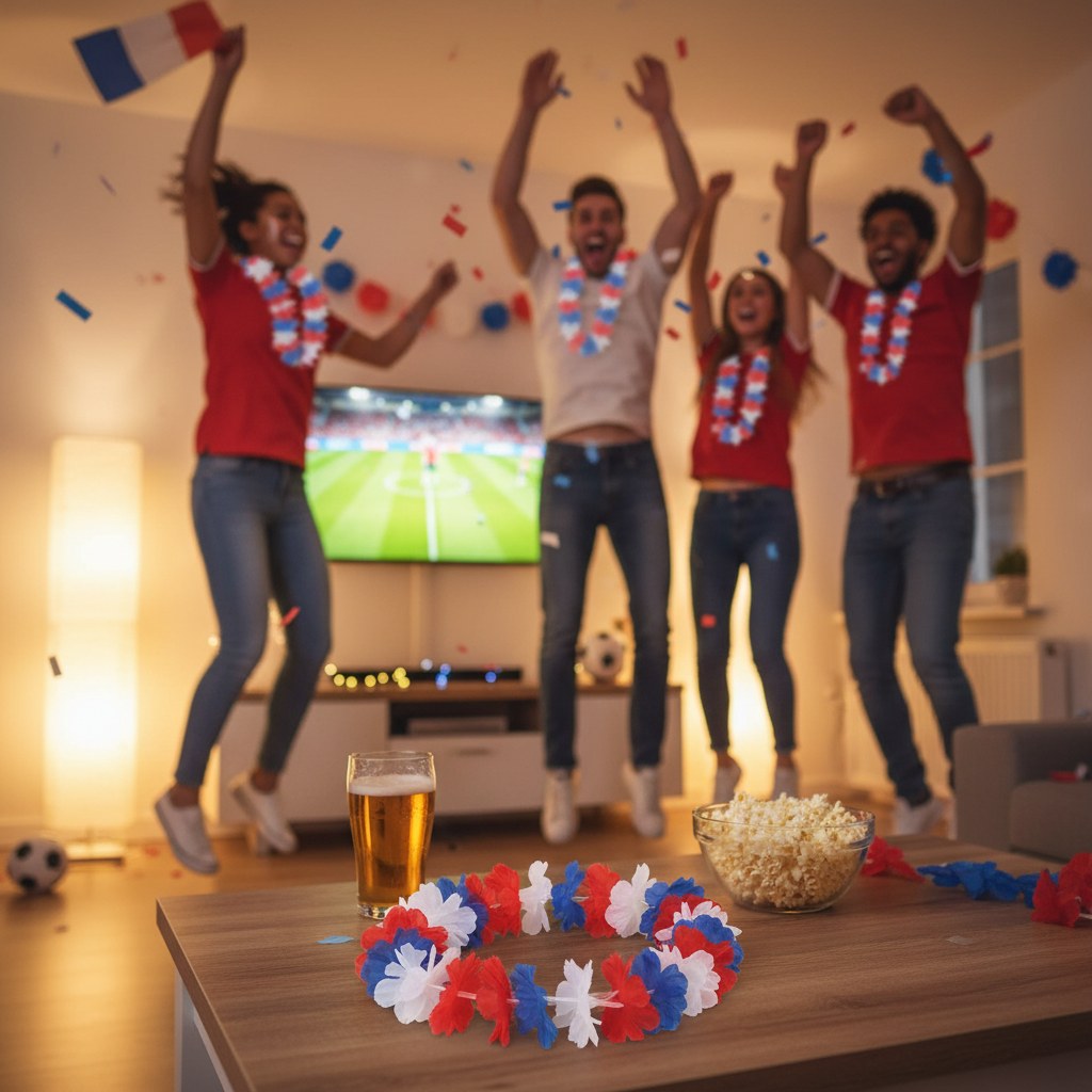 Collier Hawaïen Supporter France · Accessoire Tricolore