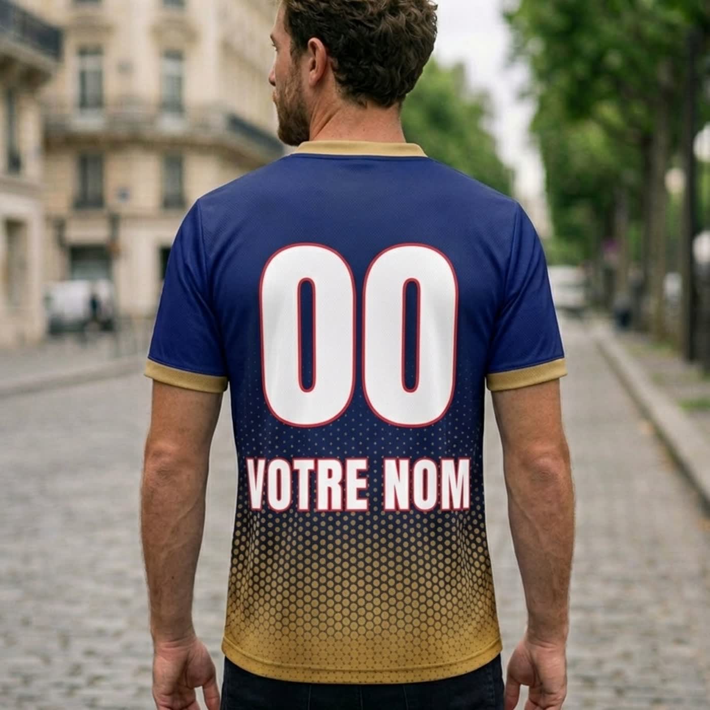 adulte2: Maillot France Gold porté - vue dos