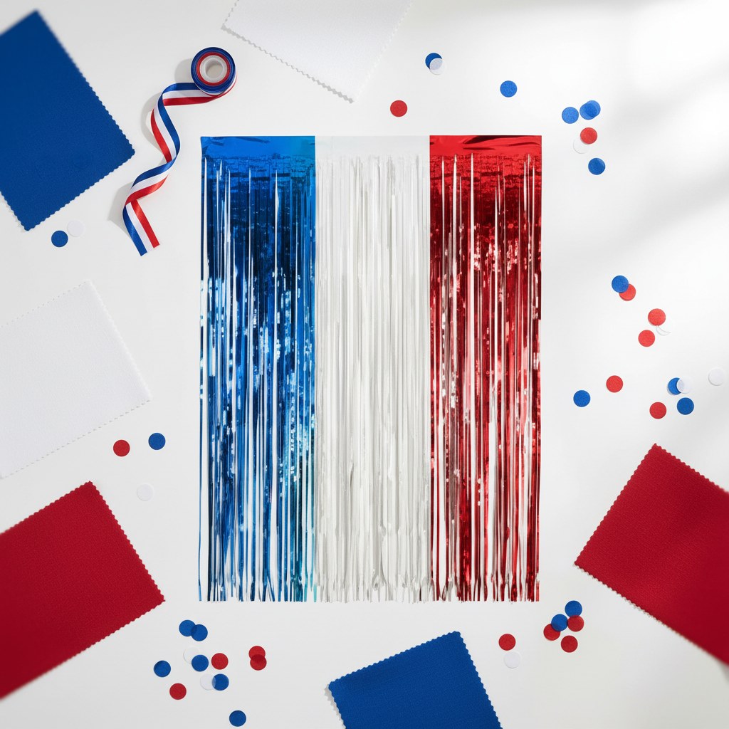Rideau Lamé Tricolore France · Décoration Soirée 1 x 2 m