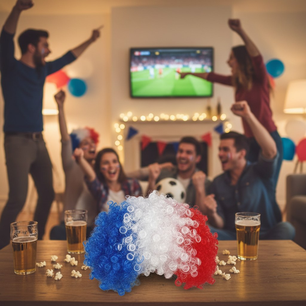 Perruque Afro Tricolore Supporter France · Accessoire Soirée