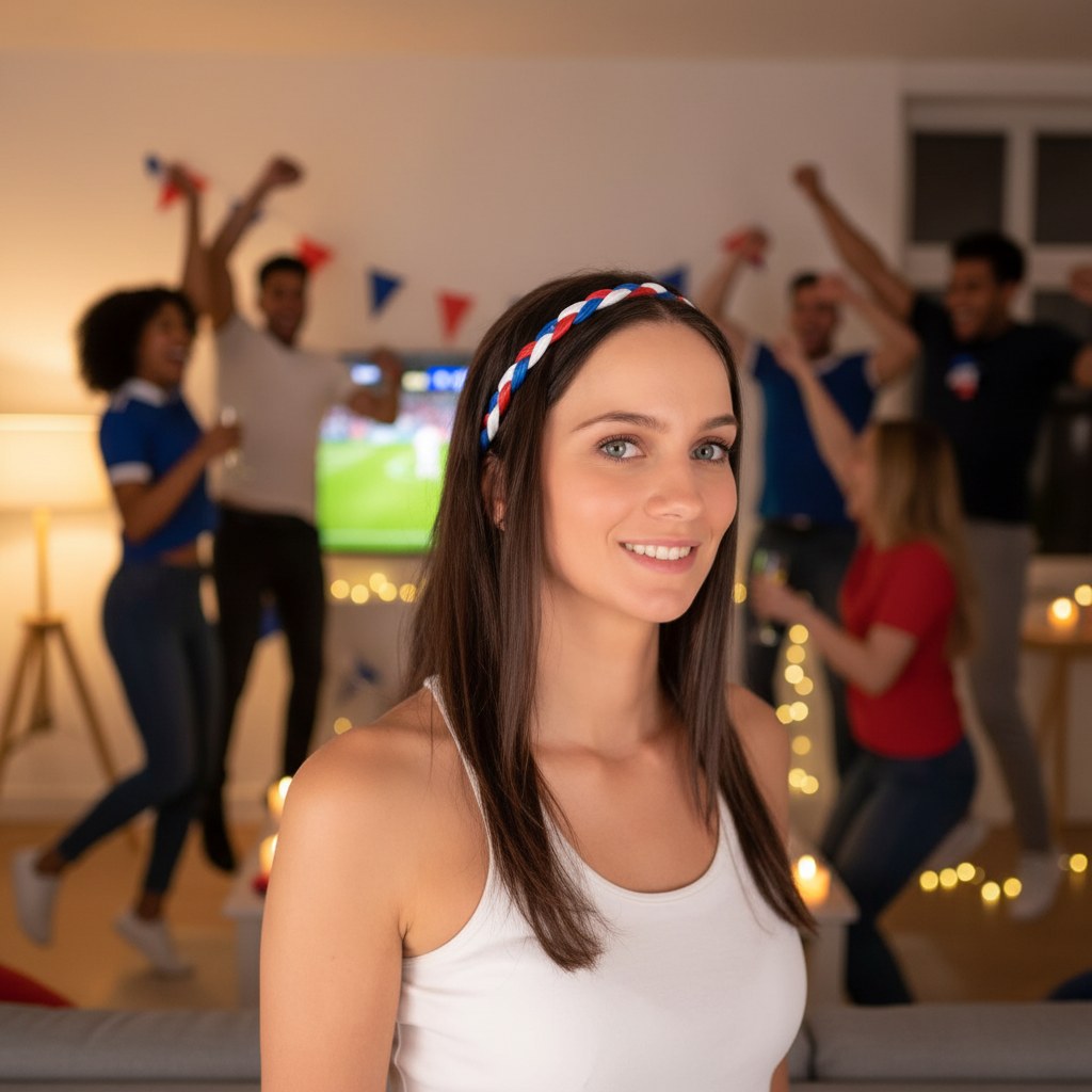 Bandeau Tressé Tricolore Supporter France