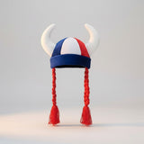Casque de Gaulois Supporter avec Tresses · Tricolore