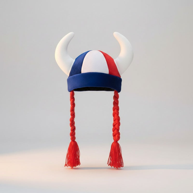 Casque de Gaulois Supporter avec Tresses · Tricolore