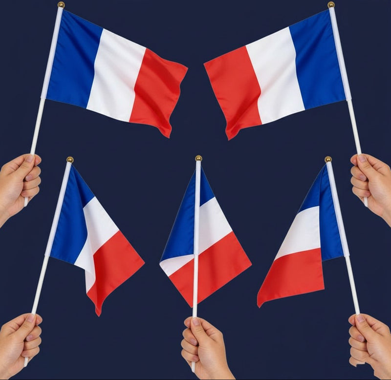 Mini Drapeau France à Main · Accessoire Supporter Tricolore