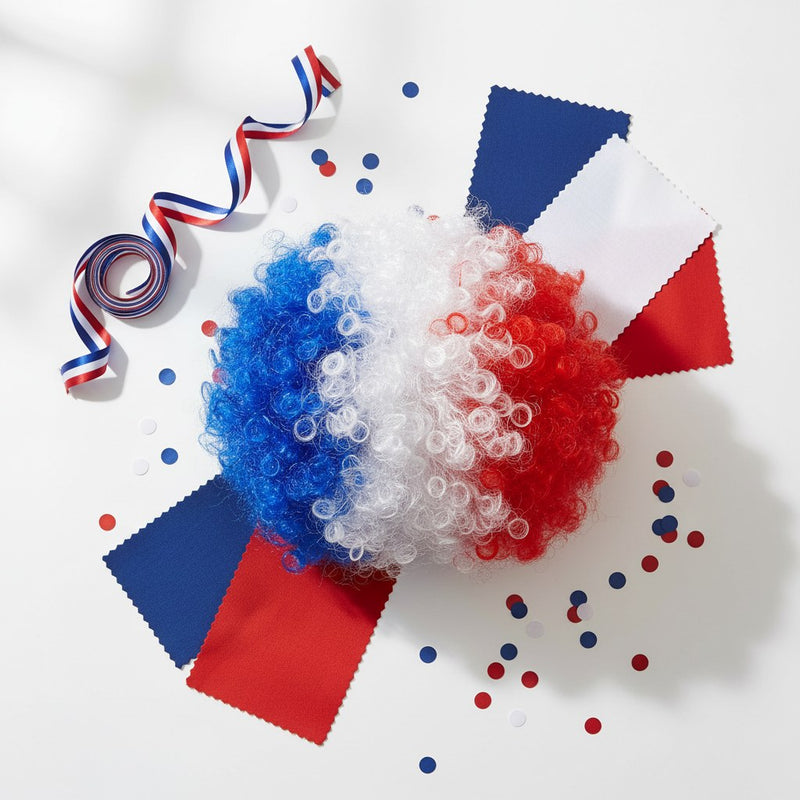 Perruque Afro Tricolore Supporter France · Accessoire Soirée