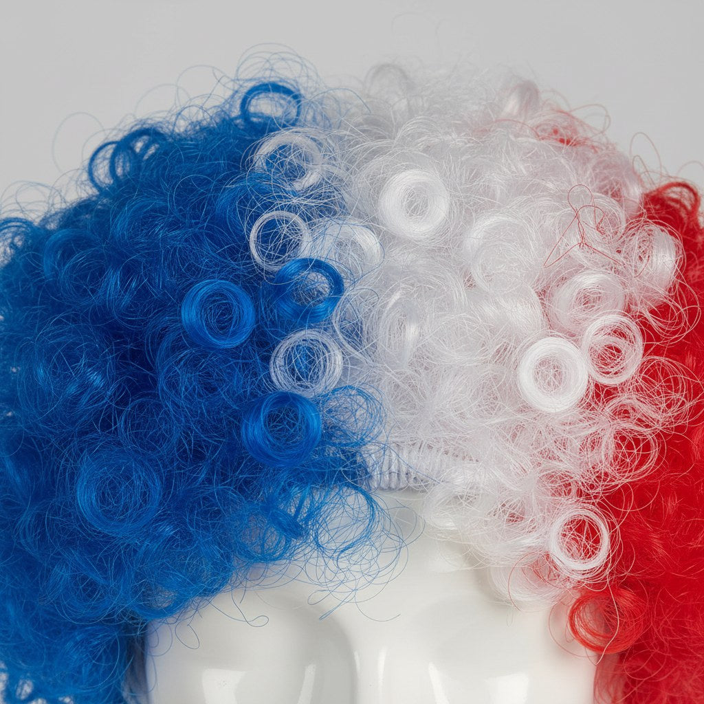 Perruque Afro Tricolore Supporter France · Accessoire Soirée