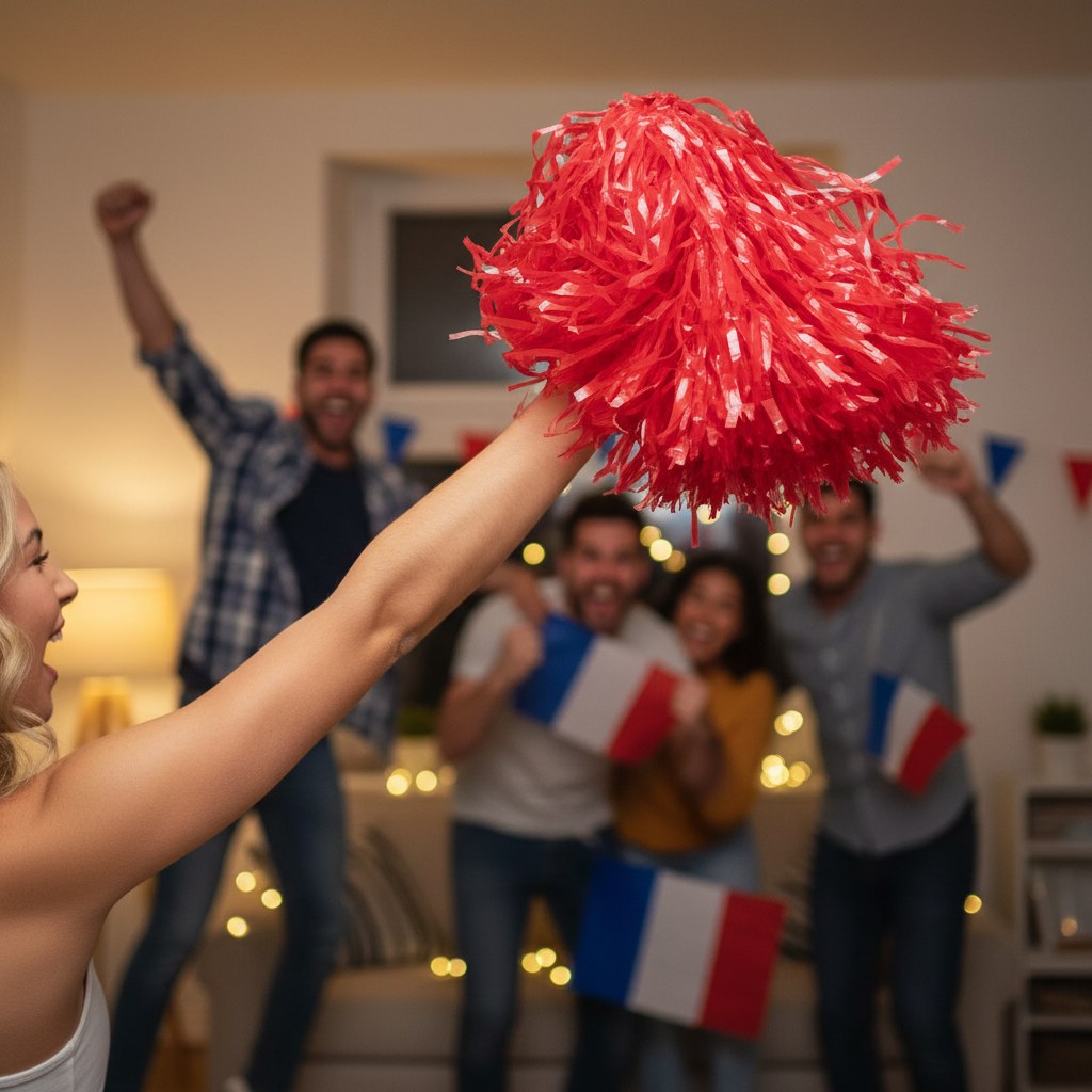 Pompon Supporter Rouge · Accessoire Soirée Match