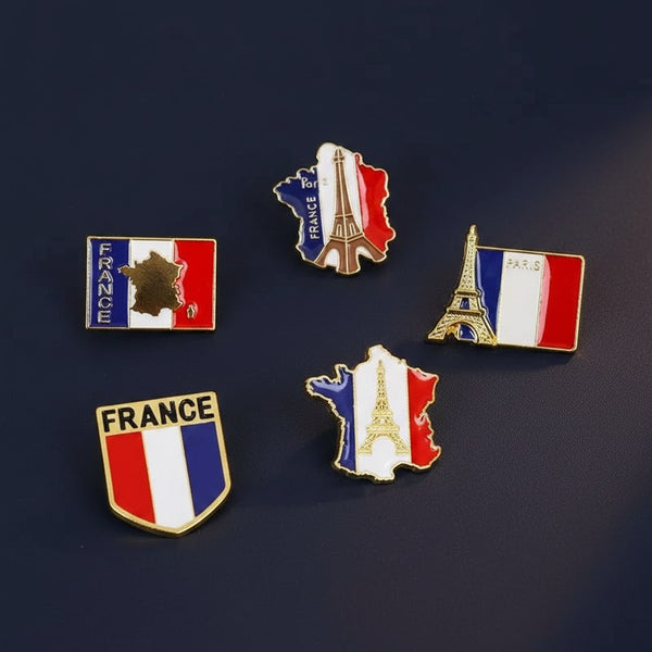 5 Pin's Drapeau France · Broche Supporter Tricolore