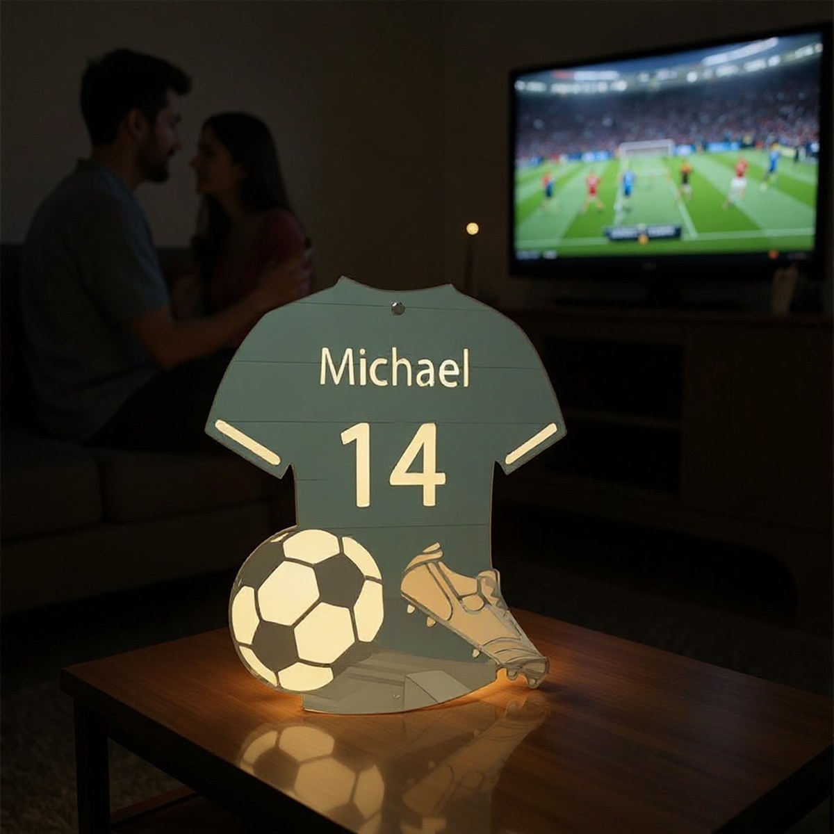 Lampe LED Maillot Foot Prénom — accessoire supporter équipe de France