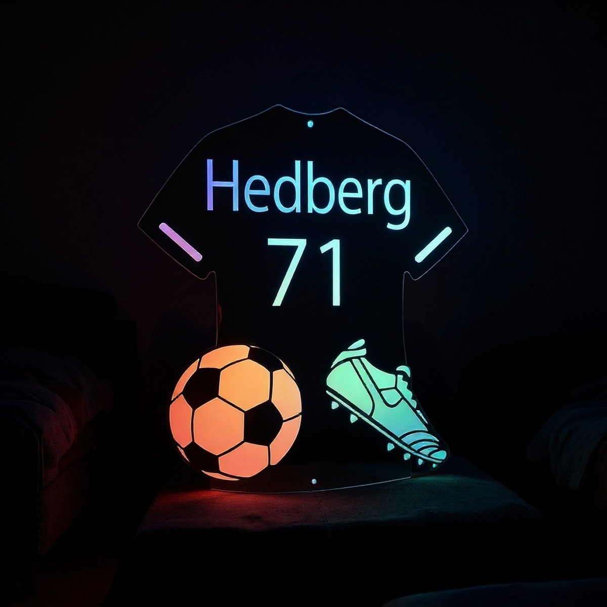 Miroir Lumineux Maillot Prénom LED — accessoire supporter équipe de France