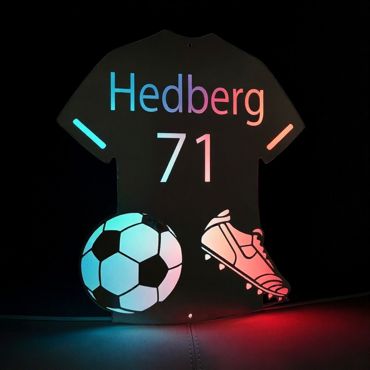 Miroir Lumineux Maillot Prénom LED — accessoire supporter équipe de France