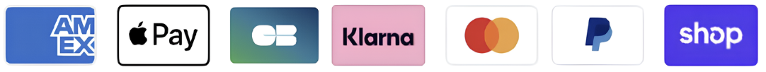 Visa, Mastercard, CB, PayPal, Apple Pay, Klarna, Amex